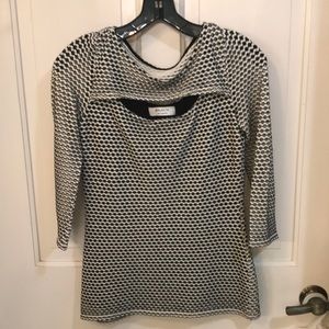 Bailey/44 black & cream eyelet 3/4 length sleeve; front & back cutout